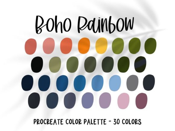 Boho Rainbow Procreate Color Palette: Elevating Digital Art with Thirty Hand-Selected Hues