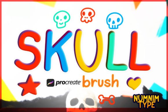Procreate Brush Halloween Skull Kids a-Z
