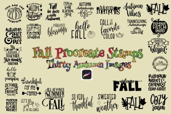 Procreate Fall Sentiments Stamps: Autumn Design Assets